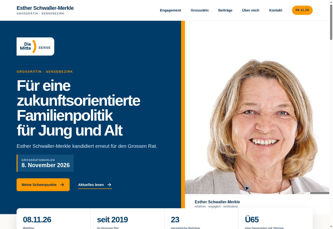 Screenshot der Website von Esther Schwaller-Merkle